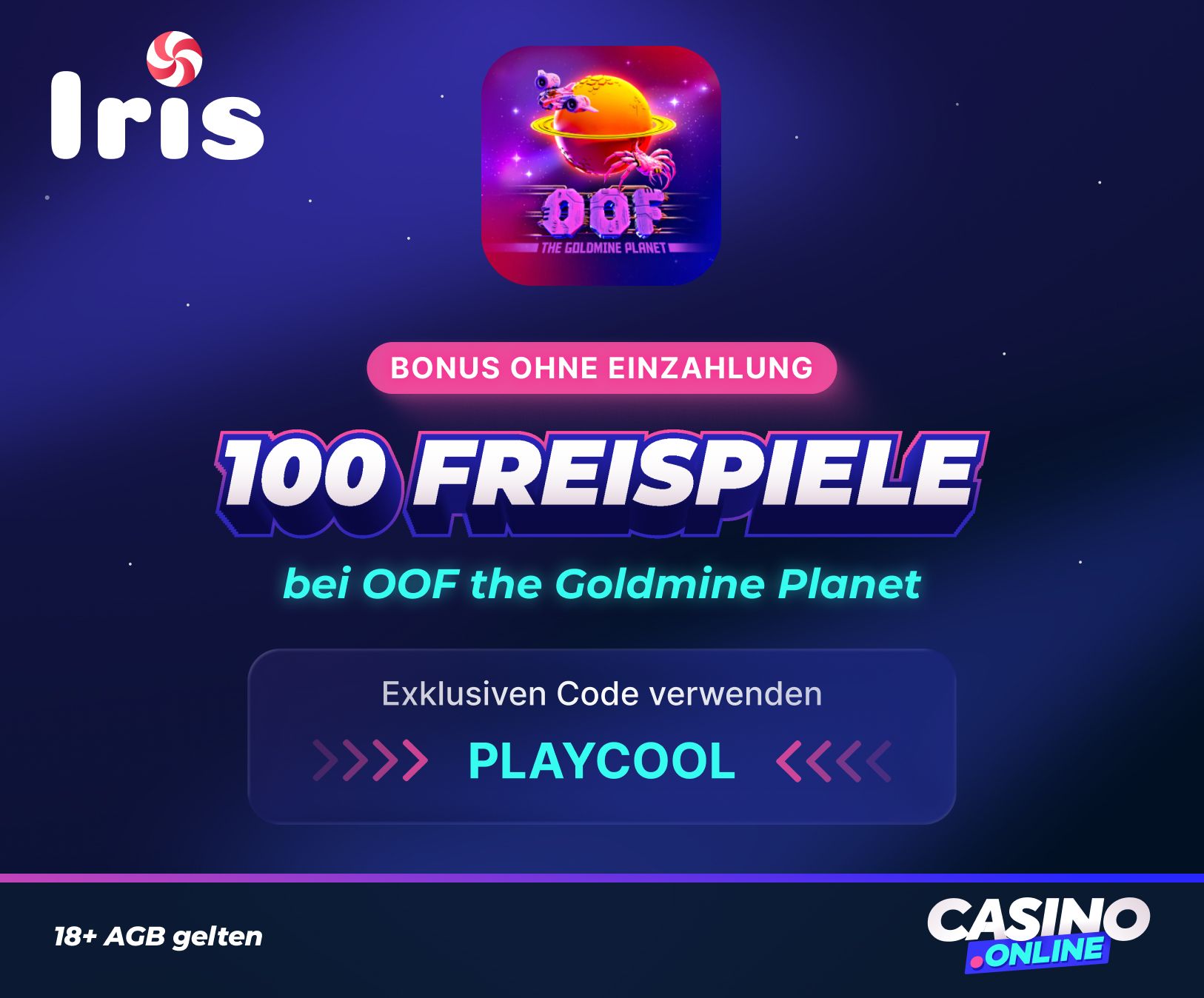 Iris Casino Bonus ohne Einzahlung (100 Freispiele)